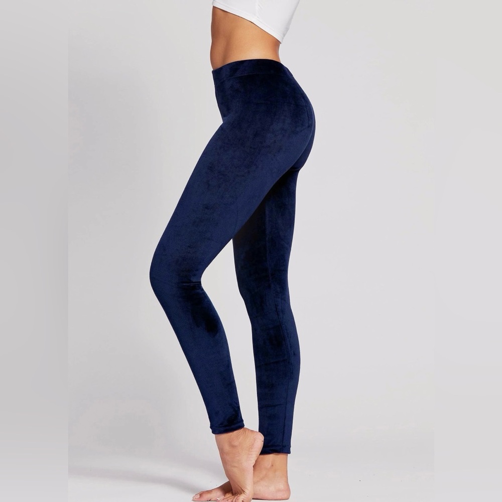 ROMEO & JULIET COUTURE Dark Navy Blue Velvet Leggings Pants